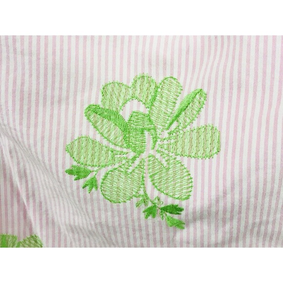 TIBI Womens 100% Cotton Pink Green Crochet Striped FLORAL Mini Skirt SZ 10 - Picture 3 of 6